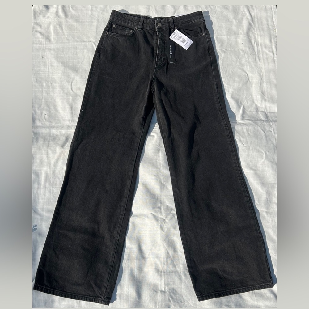 Stradivarius Black Long Straight Fit Jeans - size 42/us 10 - brand new NWT